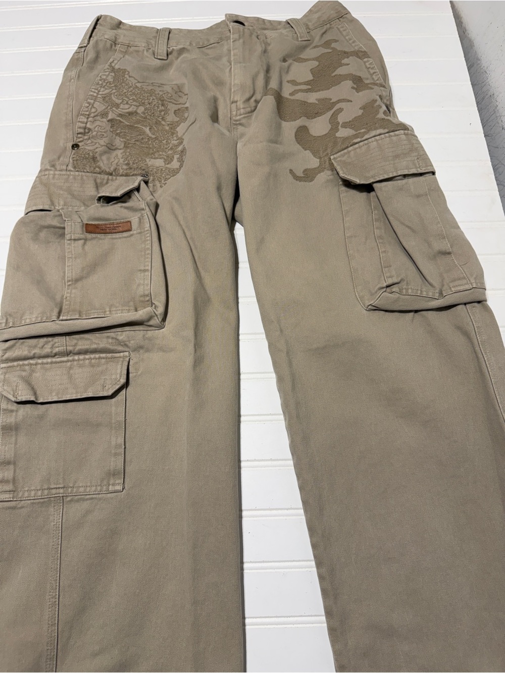 Vintage Marc Ecko Unltd A Cut Above Cargo Pants 33" Y2K Dragon Embroidery